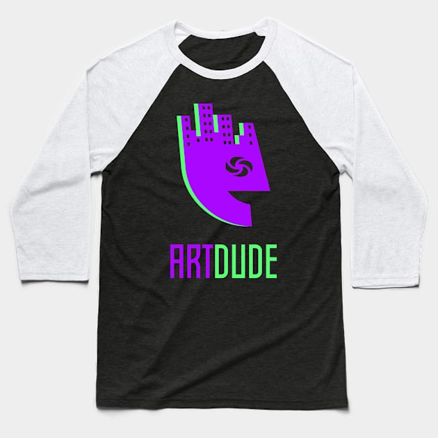 YourArtDude Logo In Purple And Lime Baseball T-Shirt by yourartdude